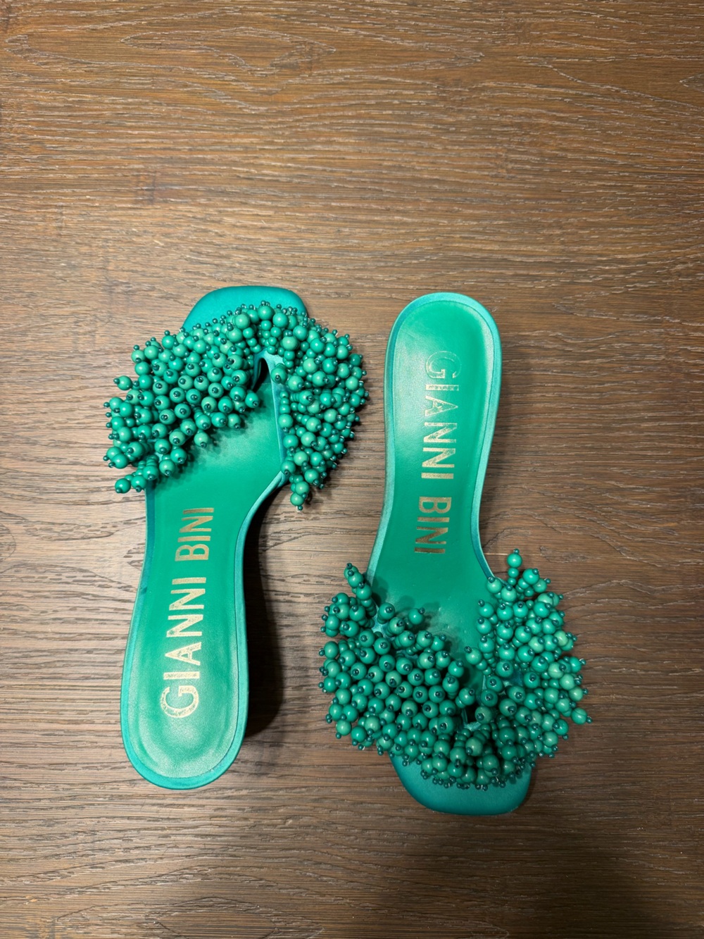 Gianni Bini Green Beaded Heels